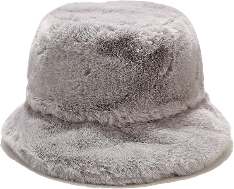 BEARUN Winter Faux Fur Furry Bucket Hat Fluffy Fuzzy Warm Hat Plush Fisherman Hat for Women Men Teens Girls - Image 1